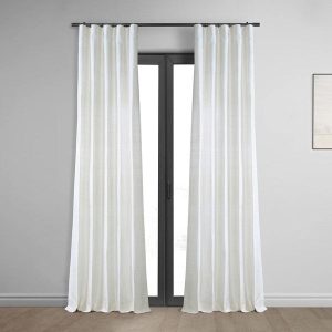 Lily White Textured Dupioni Silk Room Darkening Curtain