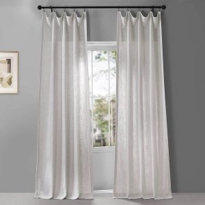 Bliss White Belga Faux Linen Curtain