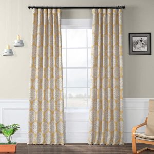 Meridian Gold Damask Room Darkening Curtain