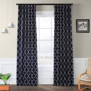 Seville Navy Geometric Room Darkening Curtain