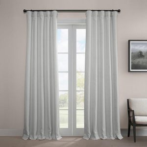 Oyster Textured Faux Linen Room Darkening Curtain