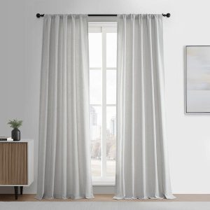 Off White Simply Faux Linen Curtain Pair (2 Panels)