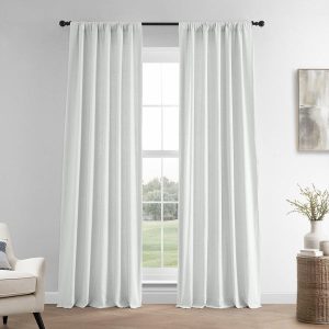 Crisp White French Linen Room Darkening Curtain