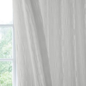 White Ripper Seersucker Sheer Serinity Sheer Curtain Pair (2 Panels)