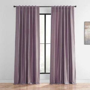 Smokey Plum Vintage Textured Faux Dupioni Silk Curtain