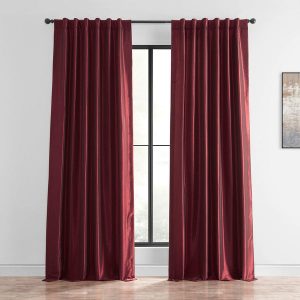 Ruby Vintage Textured Faux Dupioni Silk Curtain