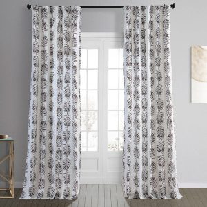 Sago Nut Brown Floral Printed Cotton Room Darkening Curtain