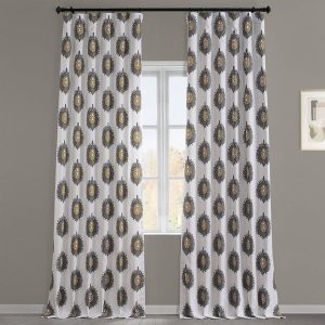 Mayan Gold Emblem Printed Cotton Room Darkening Curtain