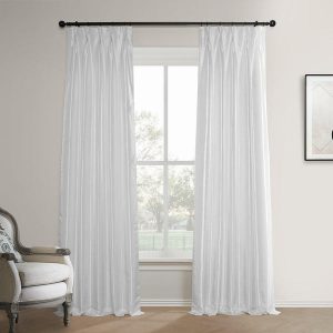 Eggshell French Pleat Faux Silk Taffeta Blackout Curtain