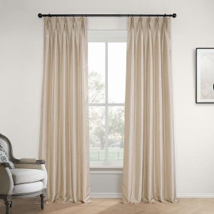 Antique Beige French Pleat Faux Silk Taffeta Blackout Curtain