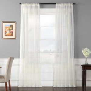 Solid Off White Sheer Curtain Pair (2 Panels)