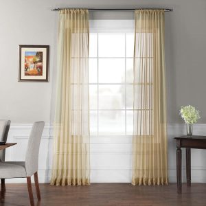 Solid Soft Tan Sheer Curtain Pair (2 Panels)