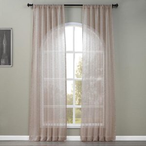Light Grey Open Weave Linen Blend Sheer Curtain