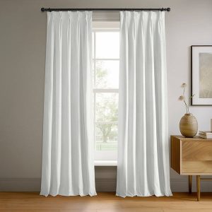 Primary White French Pleat Signature Velvet Blackout Curtain