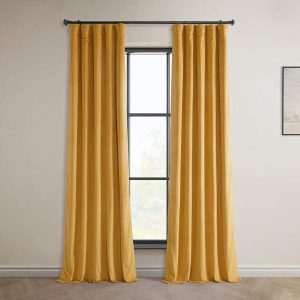 Aztec Gold Heritage Plush Velvet Room Darkening Curtain