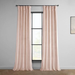 Light Pink Heritage Plush Velvet Room Darkening Curtain